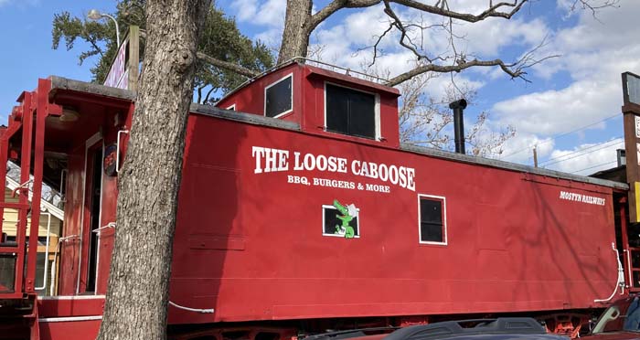 A remodeled train caboose is now a dining establishment in Old Town Spring.